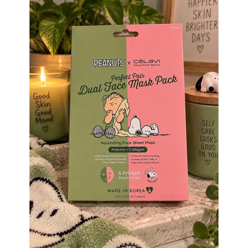 Peanuts x Celavi Perfect Pair Dual Face Mask Pack 5 Printed Sheet Masks Limited